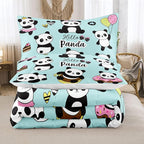 Bodhi Cartoon Cute Panda Comforter Set Twin for Boys Girls Kids Teens Soft Microfiber Animal Theme Panda Bedding Set Twin Size 3D Panda Comforter Set 1 Comforter+1 Pillow Shams #4007
