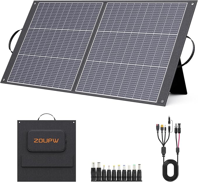 N-Type 16BB 100 Watt Portable Solar Panel for Power Station,RV Essentials, Ultralight Foldable Solar Charger with 25% High Efficiency IP67 Waterproof 2 Kickstands for Camping RV Trip