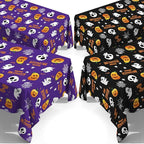 ATFUNSHOP 4 Packs Halloween Tablecloth Disposable Table Cover 54X108 Halloween Decorations Kids Birthday Party Decor for Kids, Spooky Waterproof Spillproof Table Cloth - Perfect for Dinner
