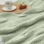 Amélie Home Chenille Knit Throw Blanket for Couch, Checkered Texture Decorative Soft Blanket for Sofa, Bed & Living Room, 50"x60", Sage Green