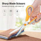QMVESS 8.5" Scissors All Purpose 3 Pack Heavy Duty for Office School Fabric | Ultra Sharp 2.5mm Thick Stainless Blade, Ergonomic Comfort Grip, Left & Right Handed Classroom Must-Have Cutting General Use