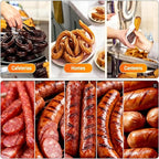 CTJ Sausage Stuffers Stainless Steel Sausage & Churro Maker 3L/7Lb,Silver | Manual 2 in 1 Sausage Stuffer & Churro Maker, 2-Speed Adjustable Vertical Sausage Maker, 4 Stuffing Tubes & Churros Nozzle