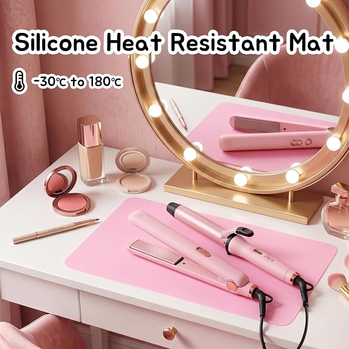 PABUSIOR Small Silicone Craft Mats 8"x 9.5": Heat Resistant Non-Slip | Nonstick Silicone Sheets 2 Blue & 2 Pink 4 Pcs - Silicone Pad for Epoxy Resin Glitter Slime Jewelry Nail Art DIY Projects