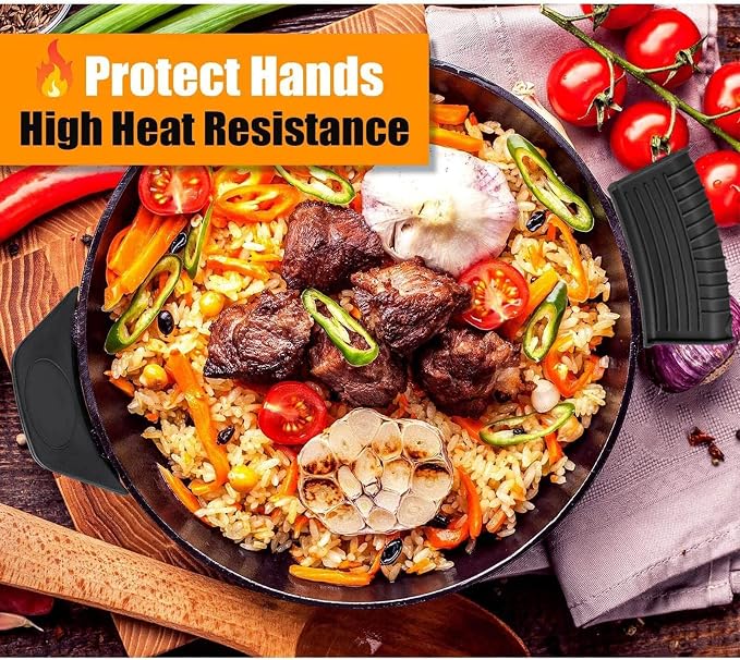8 Pcs Cast Iron Handle Cover, Silicone Hot Handle Holder | Heat Resistant Cast Iron Skillet Covers Potholder for Frying Pans and Griddles Kitchen Supplies under 400℉