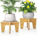 Plant Stands Indoor Outdoor, Plant Risers for Inside Pots Sturdy Short Plants Holder, Flower Pot Stand for Indoor Plants, Small Single Floor Plant Bamboo Display Stand (Natural 12“ (2 pack))