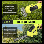 KITLUCK 8V Cordless 2-in-1 Grass Shear & Hedge Trimmer,Handheld Electric Grass Trimmer Hedge Shears/Grass Cutter Rechargeable,2000mAh Battery for Yard, Garden, Lawn Care
