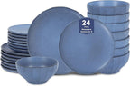 Stone Lain Rio 24-Piece Dinnerware Set Stoneware, Blue