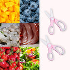 Ceramic Baby Food Scissors - Portable Shears - Healthy Food Cutter with Dust Cover and Storage Case - Cuts Meat, Chicken, Vegetables, Fruits (2-Pack) (Pink - 2 pack)