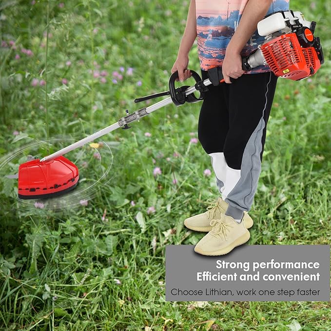 52CC 2-Cycle Gas Weed Wacker, 5 in 1 Gas Weed Eater, 2025 Upgraded Weed Eater Gas Powered, 9500rpm High Power Gas String Trimmer, Brush Cutter for Yard, Garden