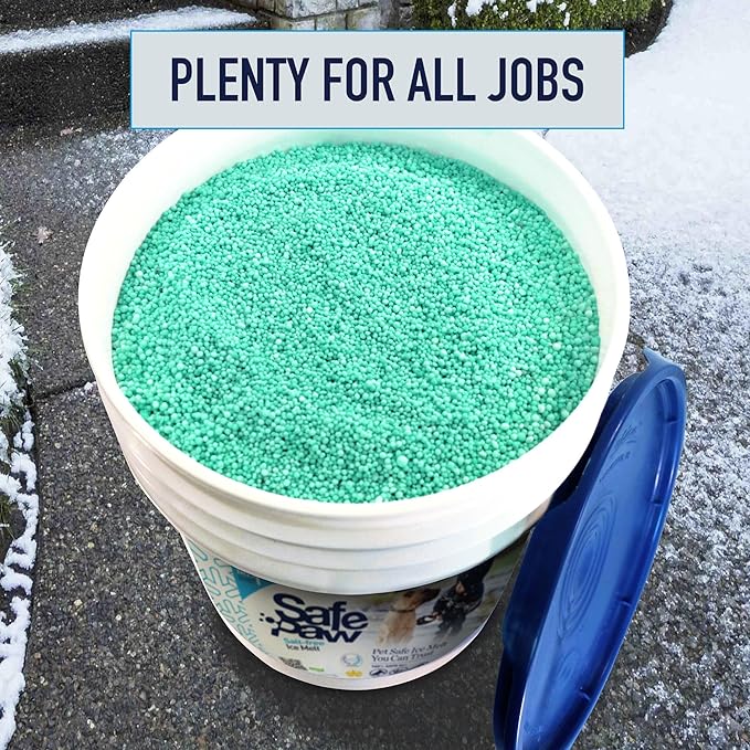 Safe Paw Pet-Safe Ice Melt, Salt & Chloride-Free Deicer, 35 Lbs - Non-Corrosive, Dog-Friendly Snow Melter for Concrete, Wood Decks, Driveways & Sidewalks, 100 Sq. Ft. Coverage Per Pound