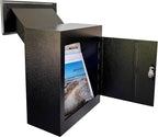 Through-the-Wall Locking Mailbox with Anti-Fishing Chute | Heavy-Duty Steel Mail Drop Box with Rainproof Cover & Adjustable Sleeve for Homes, Offices & Apartments, Black