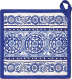 Maison d' Hermine Pot Holders 100% Cotton Potholders (8" x 8", Pack of 1) | Heat Resistant Hot Pads with Loop BBQ Cooking Baking Farmhouse Kitchen Handling Hot Pans Spring Summer - Melodie Bleue