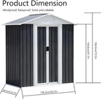 Outdoor Sheds 5FT x 3FT Outdoor Storage, Metal Anti-Corrosion Utility Tool House with Lockable Door & Shutter Vents，Outdoor Waterproof Garden Tool Metal Storage Sheds （Grey）