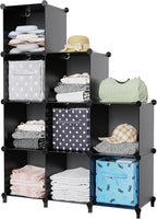 HOMIDEC Closet Organizers and Storage, 9 Cube Storage Organizer, Black | Portable Closet Organizer, Storage Cubes Shelves, for Bedroom, Kids Room, Bathroom, Wardrobe, Clothes Rack