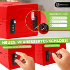 Dual Combination & Keyed Lockbox - Lockable Box for Everyday Use - Multi-Purpose lock for Home & Office Safety - Made of Industrial-Grade Plastic - One Size (Medical Red)
