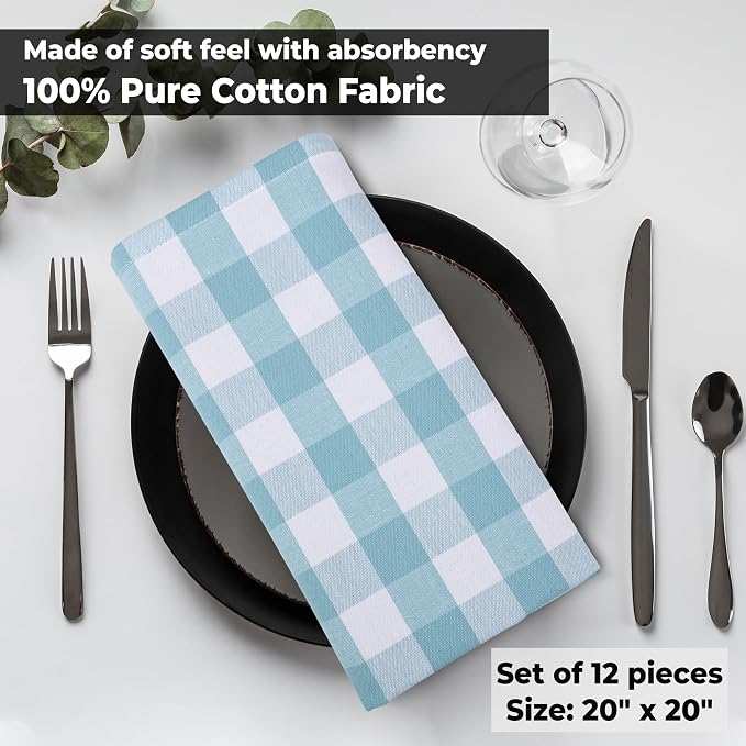 Urban Villa Cloth Napkins Cotton 20x20 (Set of 6) Aqua