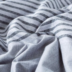 Andency Stripe Comforter Set Queen Size (90x90 Inch), 3 Pieces Gray and Blue Patchwork Striped Comforter, Soft Microfiber Down Alternative Comforter Bedding Set with Corner Loops