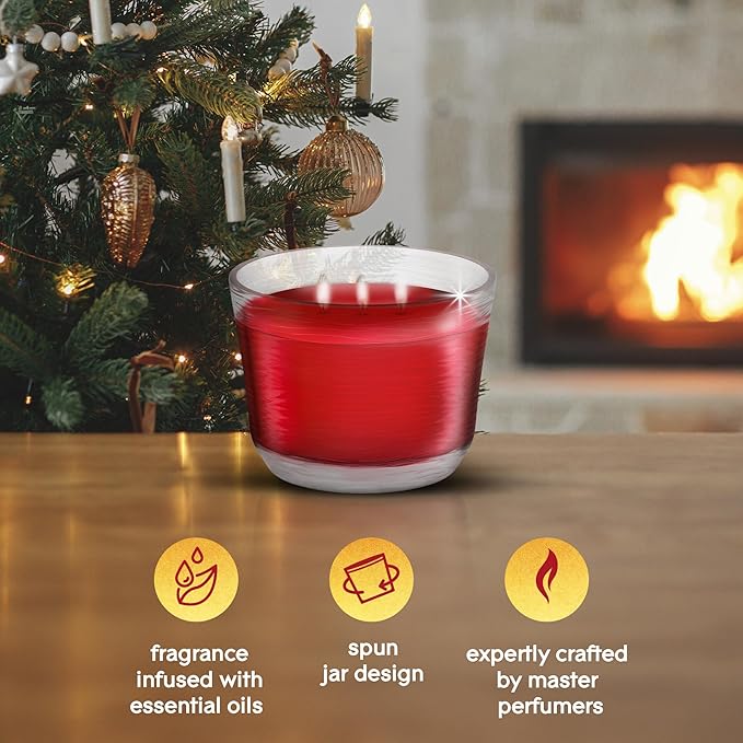 Glade 3-Wick Scented Candle Jar, Warm Apple & Spices, Air Freshener Infused with Essential Oils, 6.8 Oz, 3 Count