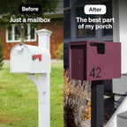 Adoorn Lockable Post Mount Mailboxes for Outside - Large Anti-Theft Locking Mailbox for Packages and Letters - Weatherproof Construction - Durable Steel - 15.5" H x 12" W x 18.5" D - Malbec