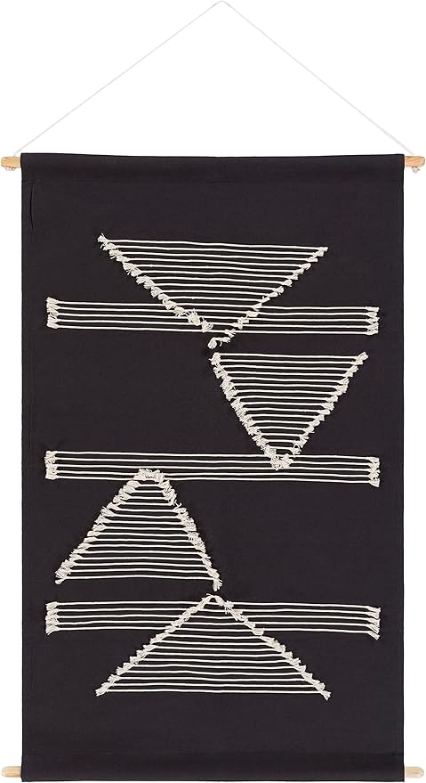 Mark&Day Wall Art, Hohenzell Modern Farmhouse Black Macrame Tapestry Wall Hanging for Living Room, Bedroom, Office or Kitchen (36"H x 24"W)