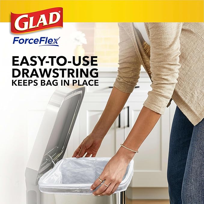 Glad ForceFlex Tall Kitchen Trash Bags, 13 Gal, Gain Original with Febreze, 80 Ct (Pack May Vary)