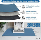 ZLR Large Coffee Bar Mat for Coffee Station, 16"x24" XL, Navy Blue | Oversized Counter Protector, Absorbent Dish Drying Mat, Fits Espresso, Grinder, Frother & Cup Display, Hides Stains