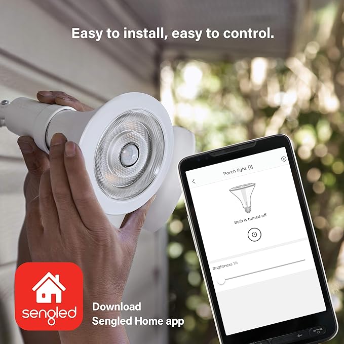 Sengled Smart Flood Light Bulbs work with SmartThings Hub, Echo 4th, Echo Plus, Alexa, Google, Zigbee Hub Required, PAR38 Led Bulb Motion Sensor Light Outdoor, Dusk to Dawn, 3000K, 1200LM, 1 Pack