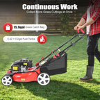 Self-Propelled Gas Lawn Mower, 20-Inch Mowing Width, 140CC 4-Stroke 5HP Engine, Adjustable Height with 8 Gears, Large Grass Bag 15.9Gal