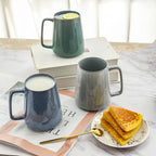 Large Ceramics Coffee Mugs,24 OZ,Large Handle Design,Extra Large Tea and Coffee Cup for Office and Home，Microwave And Dishwasher Safe(24 oz Gray)