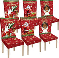 Ganeen 6 Pcs Christmas Chair Covers Merry Christmas Chair Back Cover Stretch Christmas Seat Cover Washable Xmas Dining Chair Protector Slipcover for Dining Room Kitchen Holiday Party (African Style)