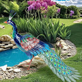 Kircust Metal Peacock Statue for Outdoor Decor - 24" L Elegant Peacock Sculpture for Garden, Patio, Yard, or Home - Weatherproof & Handcrafted Peacock Art
