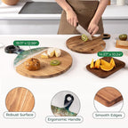 Acacia Wood Serving Board with Ocean Resin Art, 18.1" x 13" Charcuterie Cheese Tray for Display & Prep, Cutting Board on Back, Includes Stand & Loofah, Christmas Housewarming Gift (Round)