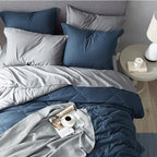 Bedsure Navy Bed Sets Twin - 5 Pieces Reversible Twin Comforter Sets, Twin Bedding Set with Comforters, Sheets, Pillowcase & Sham