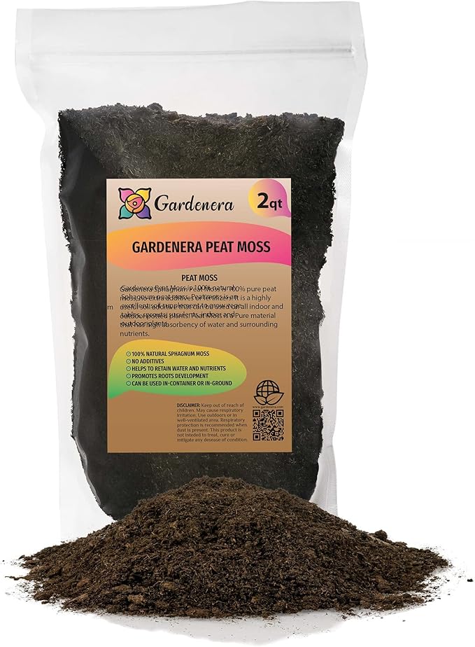 Premium Natural Sphagnum Peat Moss - Gardening Soil Amendment and Carnivorous Plant Soil Media by Gardenera (4 Quart Bag)