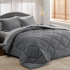 Bedsure Dark Grey Twin XL Comforter Set - 5 Pieces Reversible Twin XL Bed in a Bag for College, Extra Long Twin Bed Set Dark Grey with Comforters, Sheets, Pillowcase & Sham