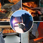 WZQH 16 In,932℉,Welding Gloves,Fireplace Glove,Fire & Heat Resistant,XL | Mitt for BBQ,Oven,Grill,Tig,Mig,Baking,Furnace,Stove,Pot Holder,Animal Handling Glove, Forge,etc.Leather,X-Large,Black-gray