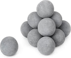 Skyflame Ceramic Fireplace Balls, Set of 12 Round Fire Stones Set for Indoor and Outdoor Fire Pits or Fireplaces Accessory, 4 Inch, Gray