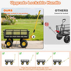 900lbs Heavy Duty Garden Cart, Steel Garden Wagon Cart with Fixedable Rotating Handle for Backyard, Utility Yard Wagon with 10" All Terrain Tires, Mesh Removable Sides