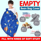 Lukeight Stuffed Animal Storage Bean Bag Chair Cover for Kids, Zipper Beanbag Chair Cover for Organizing Toddler & Kids' Rooms Plush Toys (Outer Space Velvet, Large)
