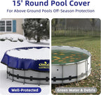 Pool Covers for Above Ground Pools - 15 ft Round Winter Pool Cover, Extra Durable Cold- and UV-Resistant Heavy-Duty Swimming Pool Cover for Winterizing