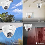 ZOSI 1000TVL CCTV Camera 24 IR LEDs Indoor Outdoor Day Night Vision 65ft Security Dome Color Camera for DVR Surveillance System (White)