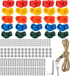 Cheardia 25 Pcs Rock Climbing Holds, Multi-Colored Rock Wall Holds Grips | Indoor & Outdoor Rock Wall Climbing Kit with Mounting Hardware and Knotted Rope for Adults Home Multi-Colored