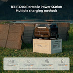 IEE 3200W/2048Wh Solar power station,P3200 Solar Generator(6400W Peak),1800W Super Fast Charging, LiFePO4 (LFP) Battery,APP Control Emergency Power Station for Home, Camping, Power Outages