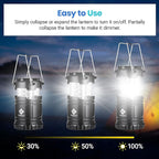 Etekcity LED Camping Lanterns, Battery Included, 4 Pack | Power Outages, Hurricane Preparedness, Camping Essentials, Emergency Kit, Water Resistant, Collapsible Design