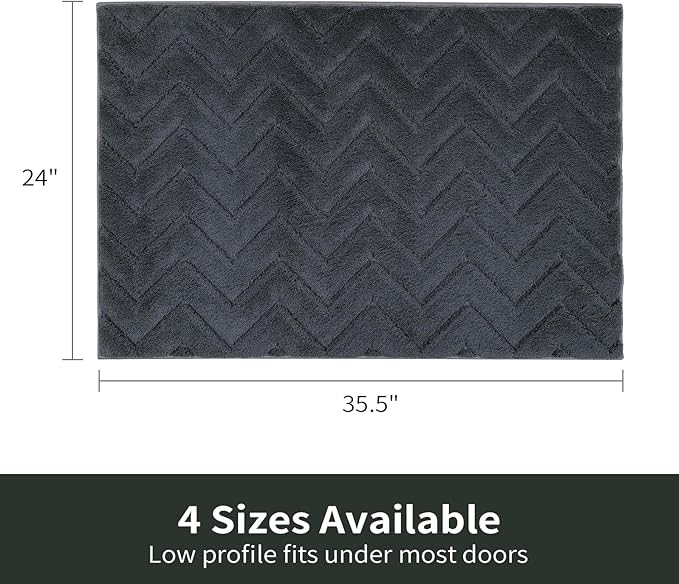 Stiio Dirt Trapper Door Mat 24x35.5 Inches, Front Doormat Indoor Outdoor Entrance Low Pile, All-Season, All-Weather Absorbent Entry Rug, Washable Non Slip Rug for Entryway, Dark Grey