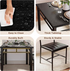 IRONCK Dining Table Set for 4, Black | Wood Kitchen Table with Upholstered Chairs for Kitchen Room and Small Spaces
