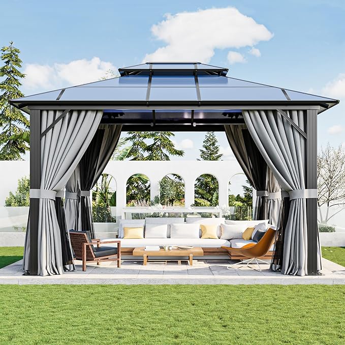 12 Ft. W X 10 Ft. D Aluminum Patio Hardtop Gazebo