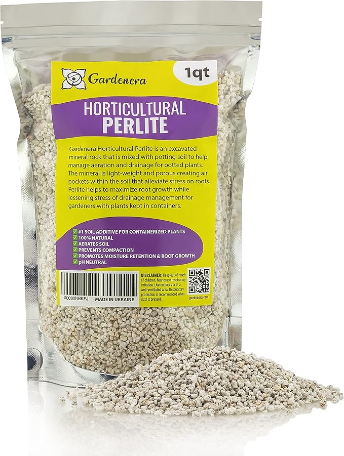 Premium Organic Perlite - (Made in Ukraine) Horticultural Soil Amendment for Indoor & Outdoor Container Plants for Drainage Management and Enhanced Growth - 4 Quart