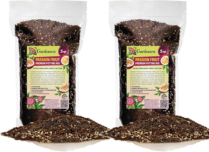 GARDENERA Premium Passion Fruit Potting Soil Mix - Perfect Balance of Nutrients, Drainage, and Aeration for Thriving Passion Fruit Vines - 10 Quart