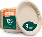 100% Compostable Paper Plates, Heavy Duty Disposable Plates [125-Pack] 9 Inch Plates - Eco-Friendly, Biodegradable Sugarcane Bagasse, Natural Unbleached Brown 9" Dinner Paper Plate Disposable | Eco-Friendly Biodegradable Sugarcane Bagasse Dinner Plates...